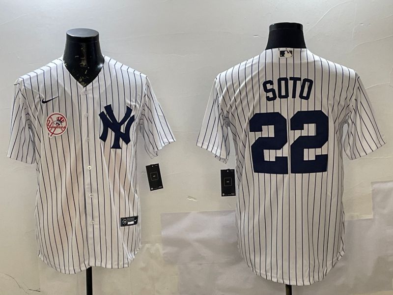 Men New York Yankees #22 Soto White Stripe Game 2025 Nike MLB Jersey style 4->new york yankees->MLB Jersey